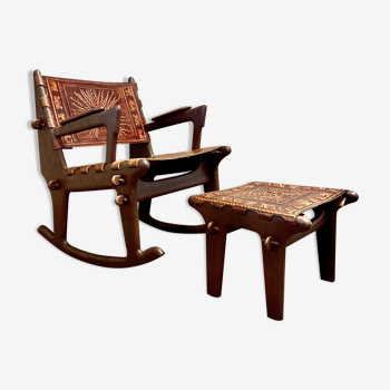 Fauteuil à bascule et ottoman Angel Pazmino 1960