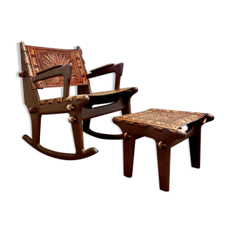 Rocking and Ottoman armchair Angel Pazmino 1960.