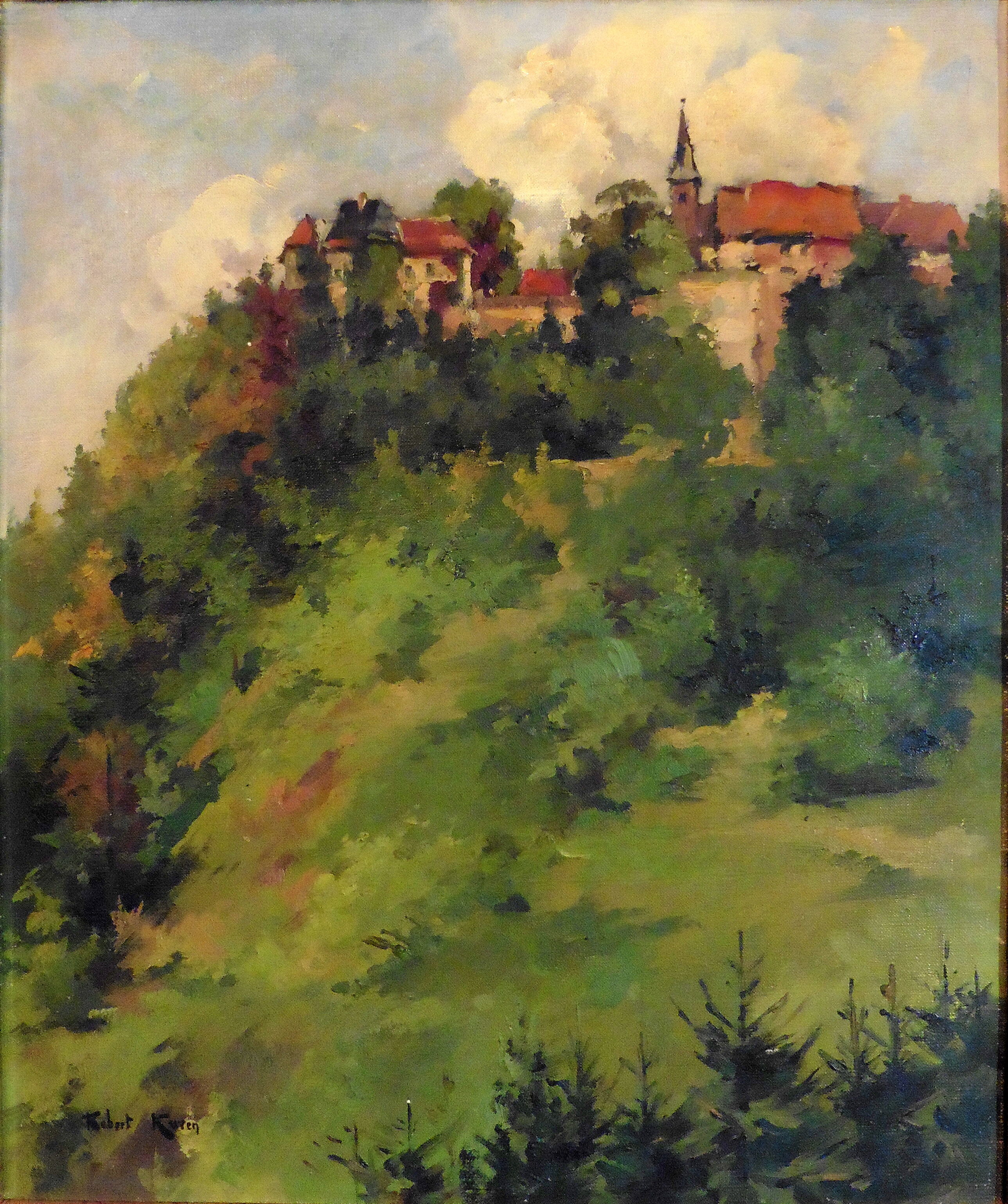 Painting by Robert KUVEN – Oil on canvas [ HST ] – Landscape HEILIGENBERG in ALSACE