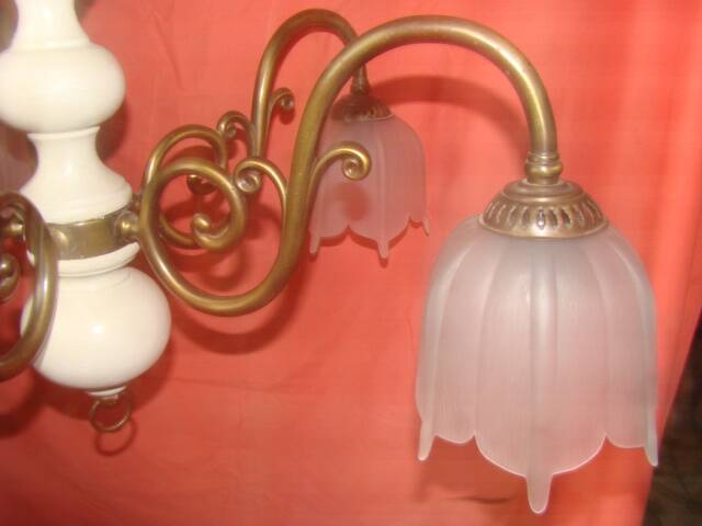 five-armed light chandelier from the 70s/80s era