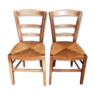 Lot de 2 chaises paillées