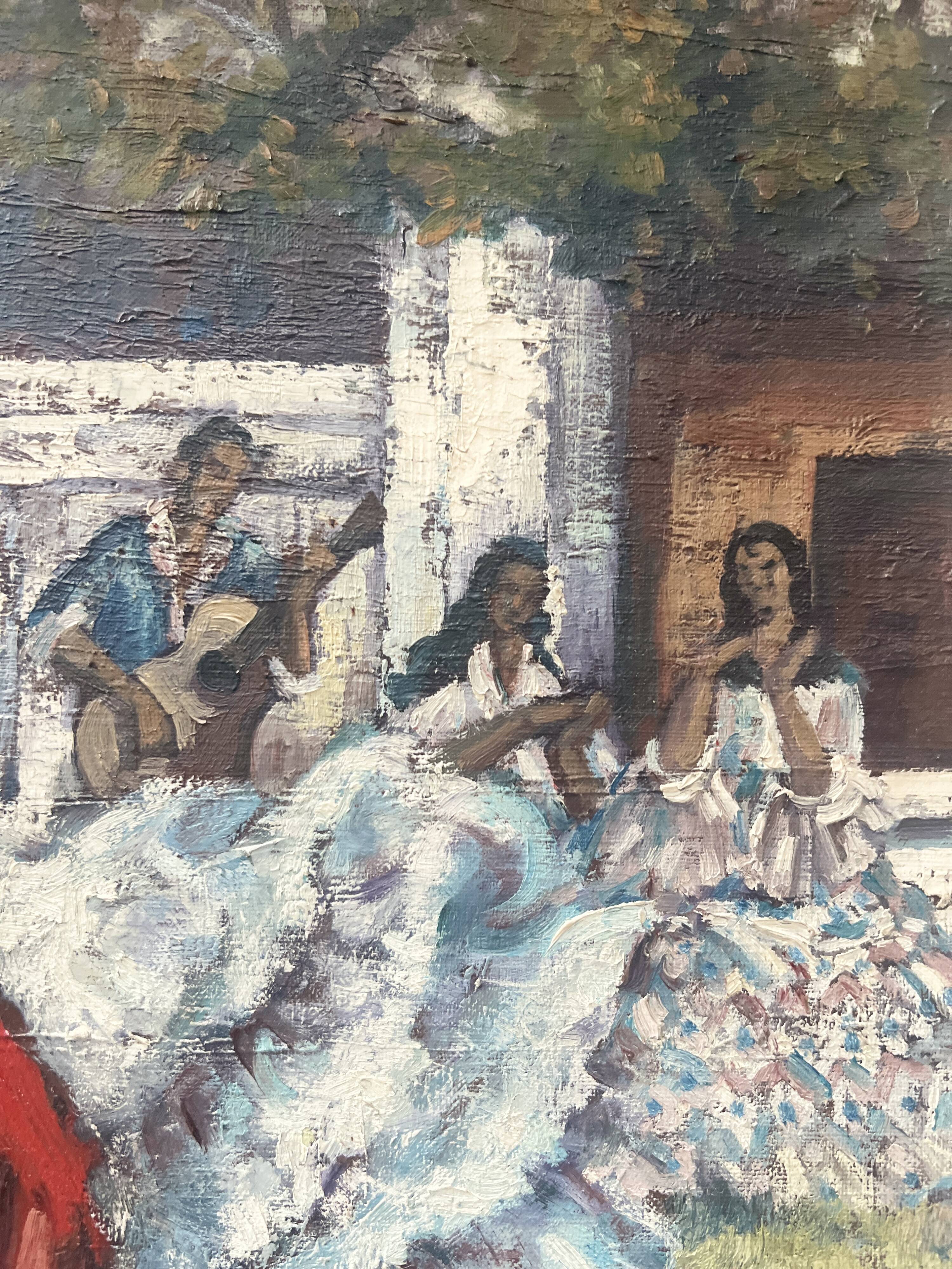 " La Gitane " huile sur toile encadrée. XX siècle
