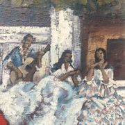 " La Gitane " huile sur toile encadrée. XX siècle