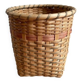 Green beige wicker basket