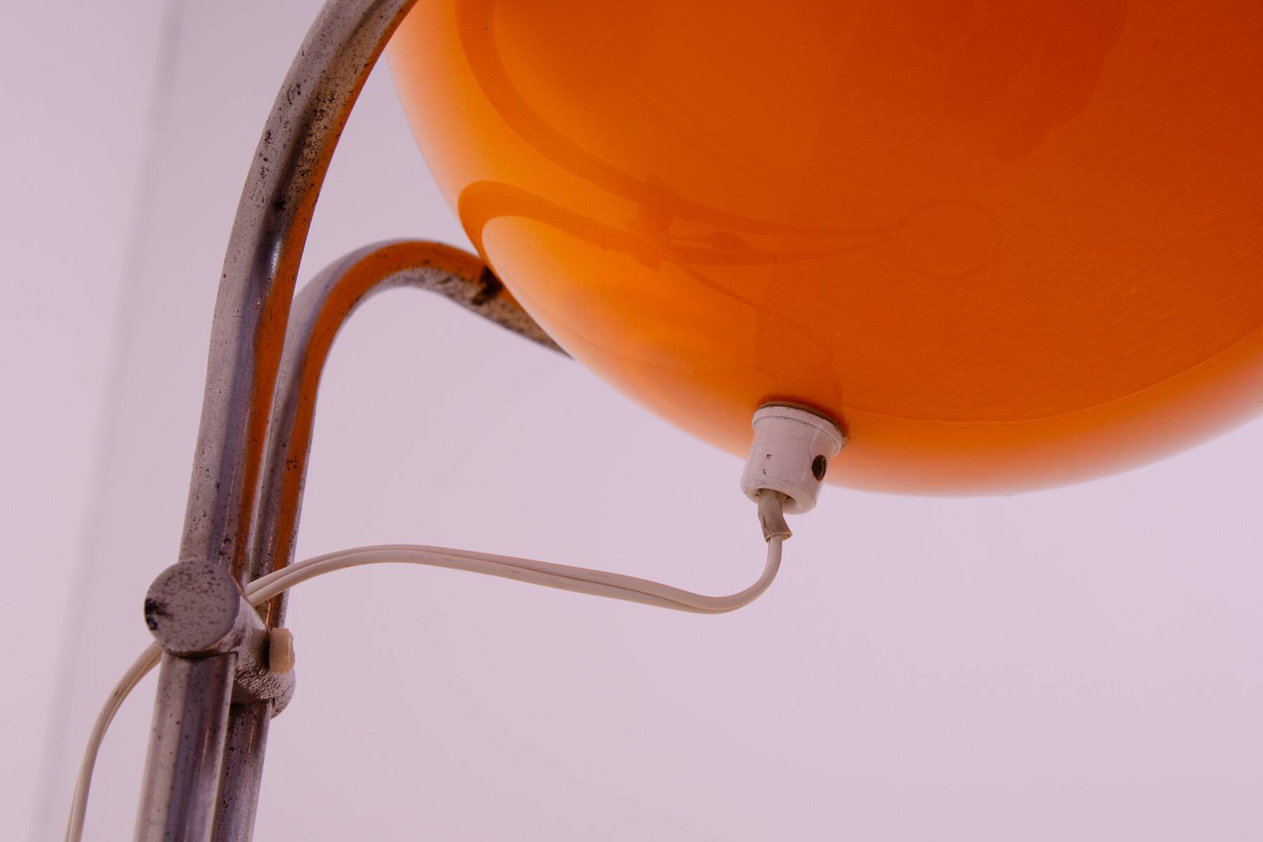 Atomic age Orange glass floor lamp by Tibor Hazi, Hungary, 1973