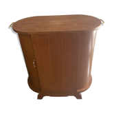 Meuble bar roulant rotatif en bois, années 50