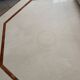 Large Crema Marfil & Alicante red marble table – 212 cm – 10 people