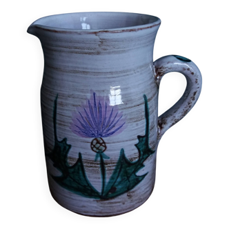 Decorative pitcher with thistle by Etienne Daniel, Vallauris