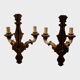 Paire d'appliques Louis XV en bois sculpté et polychrome – XIXe