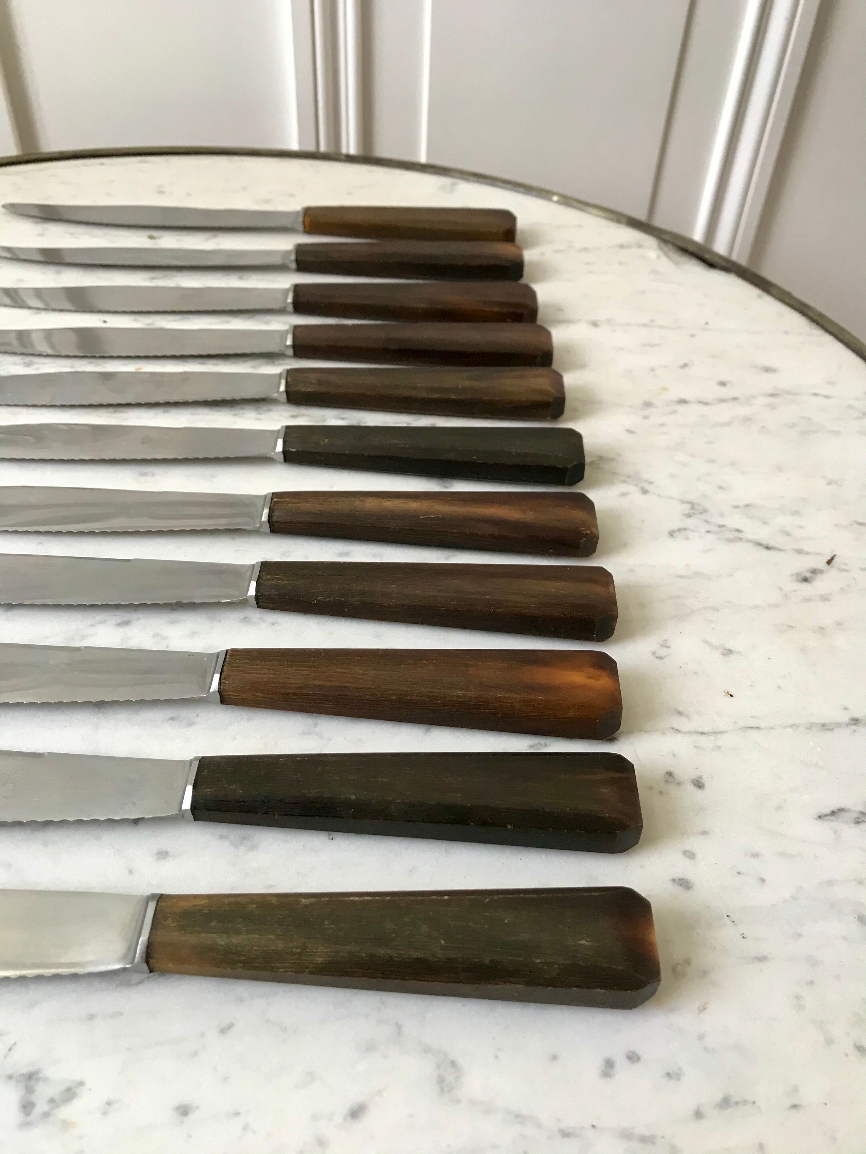 Set of 11 wooden tooth knives made of 50s