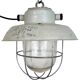 Grey Industrial Aluminium Cage Pendant Lamp with Frosted Glass, 1970s
