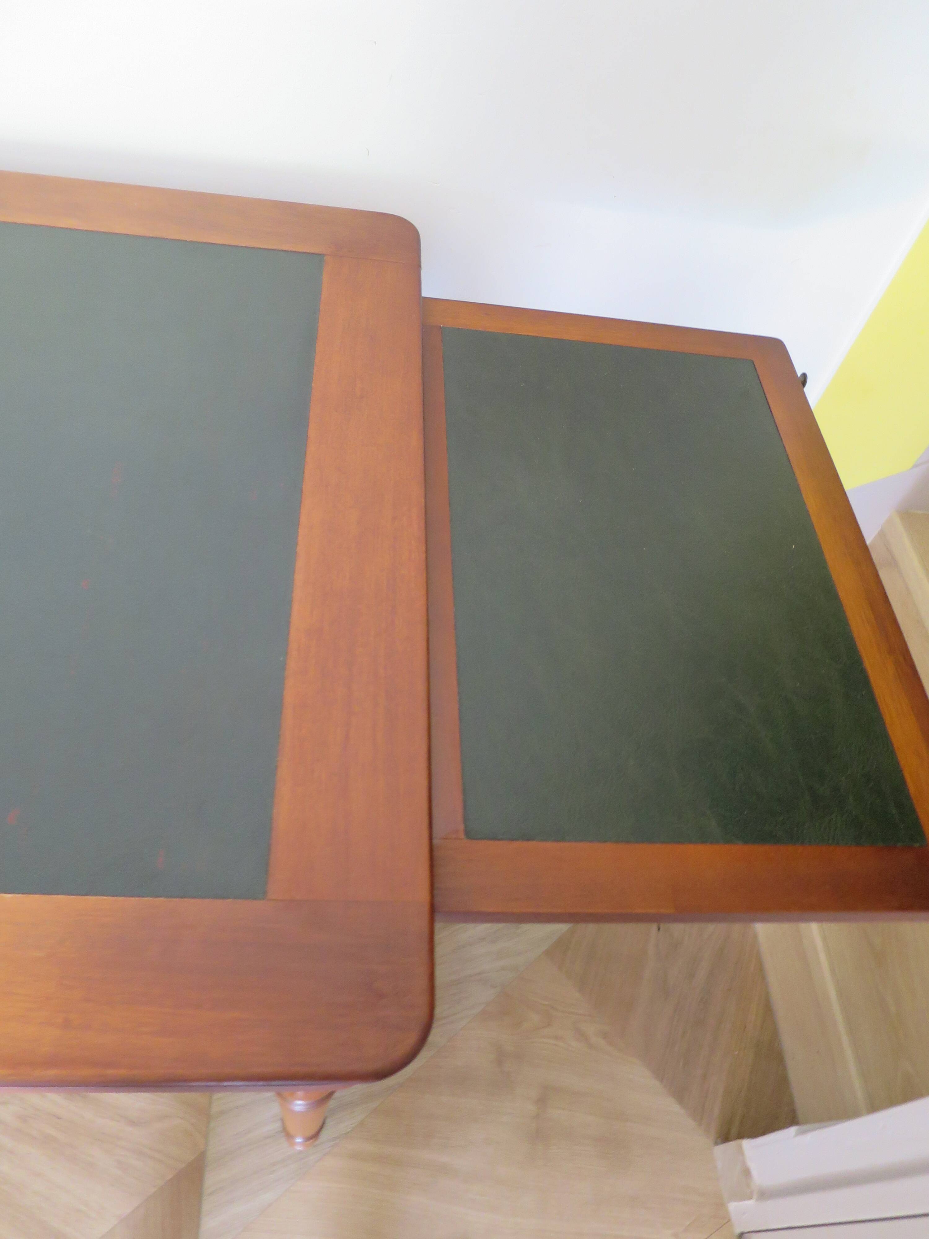 minister's desk - 2 drawers - solid wood - faux leather writing pad - Louis Philippe