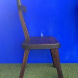 Pair of brutalist T-shaped chairs, solid Aranjou elm, design Olavi Hanninen, 1970