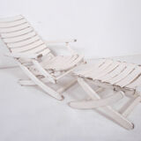 Garden chaise longue with footrest