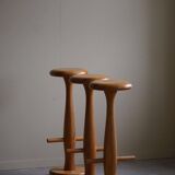 Set of 3 oak bar stools, mid-century Danish modern, Rainer Daumiller, 1960s.