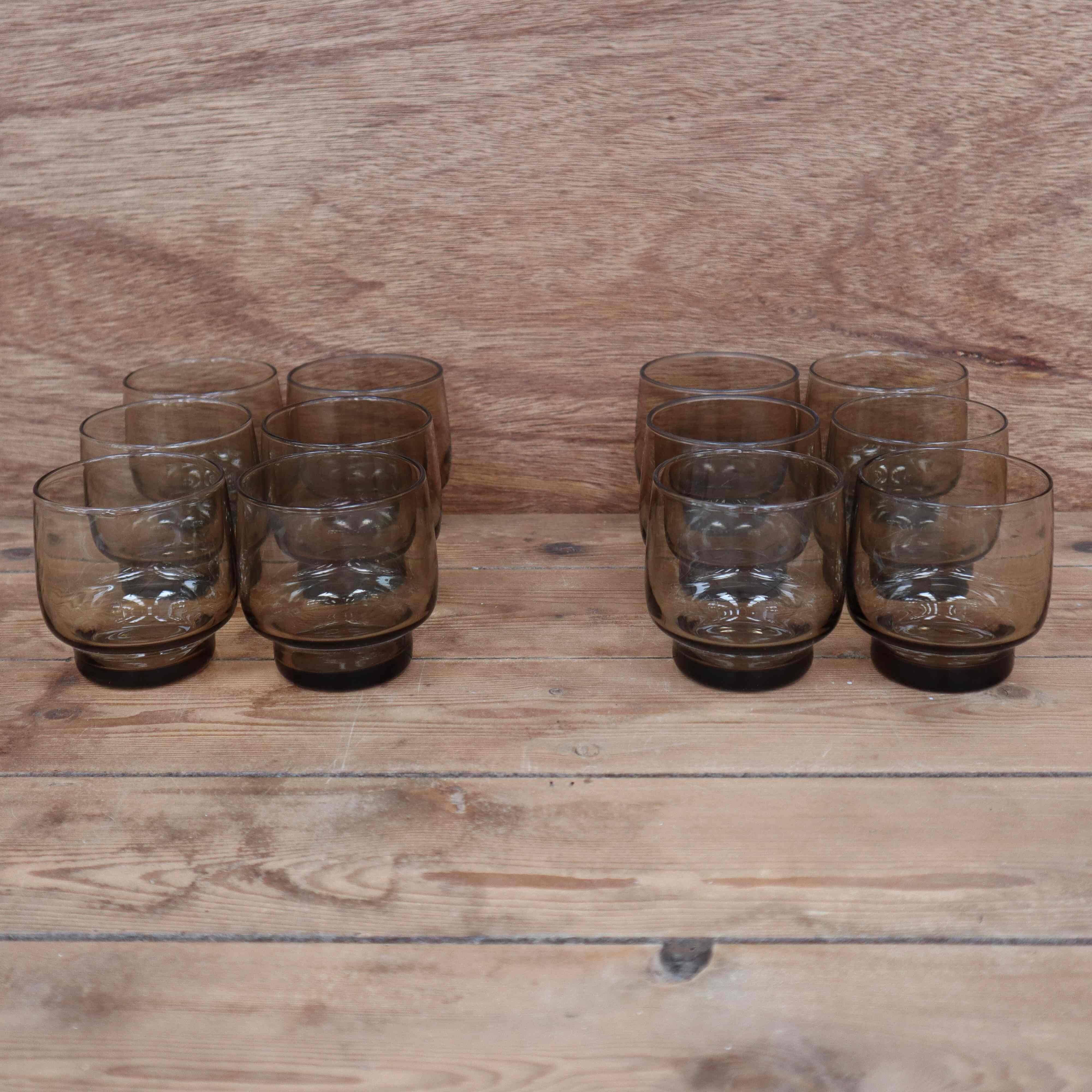 Set of 6 medium luminarc smoked glass glasses