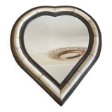 Heart-shaped bone and brass mirror