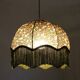 Suspension vintage recyclée à franges — forme dôme et motif fleuri