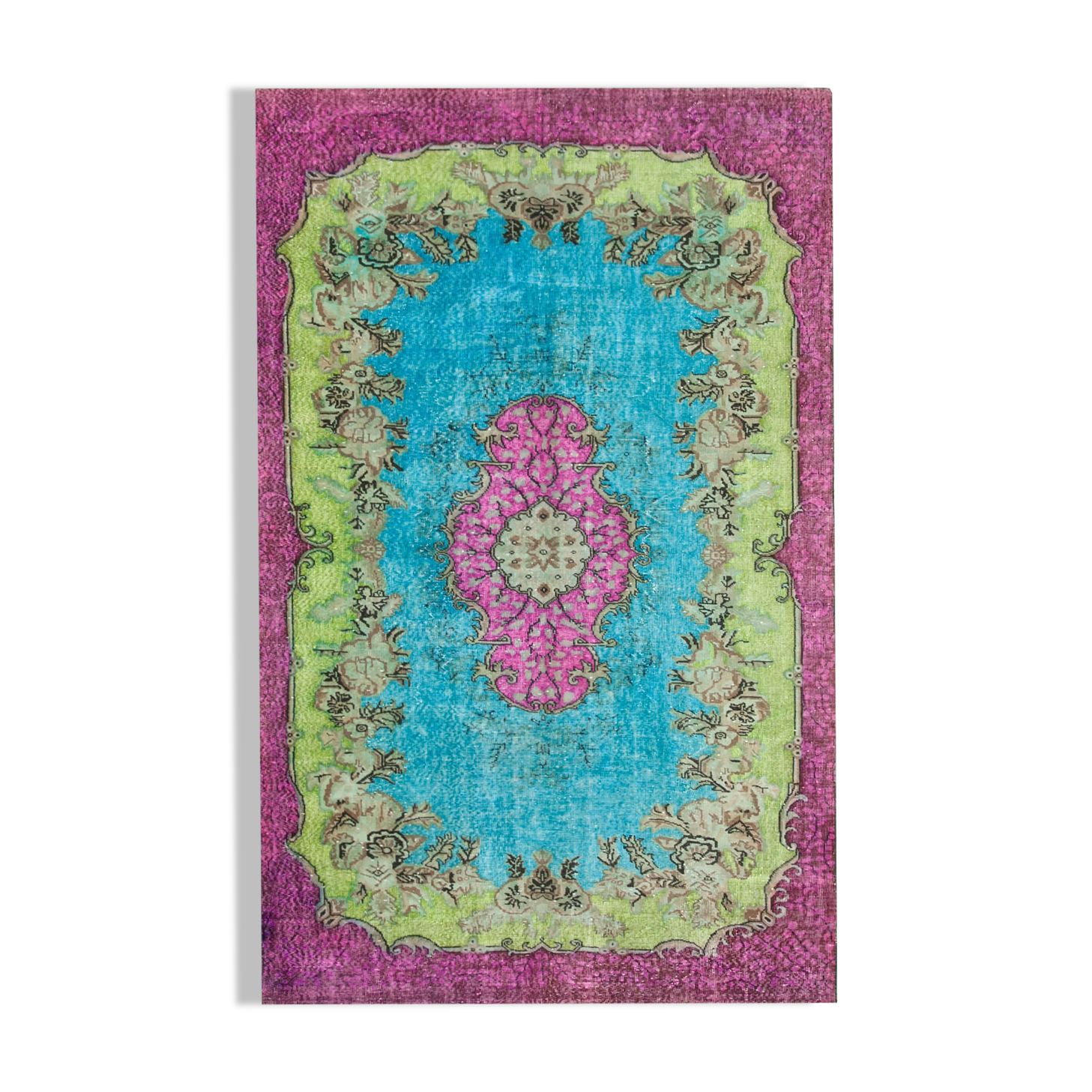 Hand-knotted rustic anatolian 1980s 198 cm x 315 cm multicolor carpet