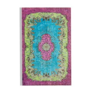 Hand-knotted rustic anatolian 1980s 198 cm x 315 cm multicolor carpet