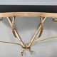 Vintage Wall Mounted Brass Console Table With Demilune Black Glass Top, Italy