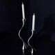 Pair of zigzag candlesticks, solid aluminium, Spain, 1980s
