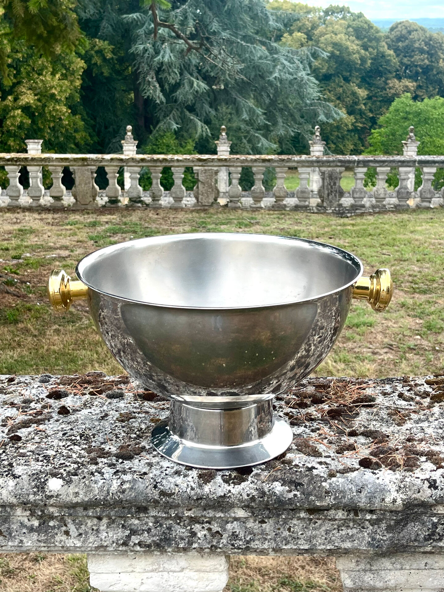 Large Aluminium Champagne Ice Bucket with Gold Tone Handles