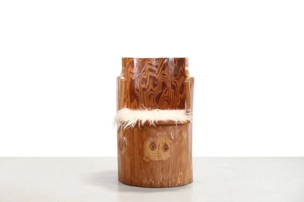 Chaise en tronc de pin suédois des années 1960