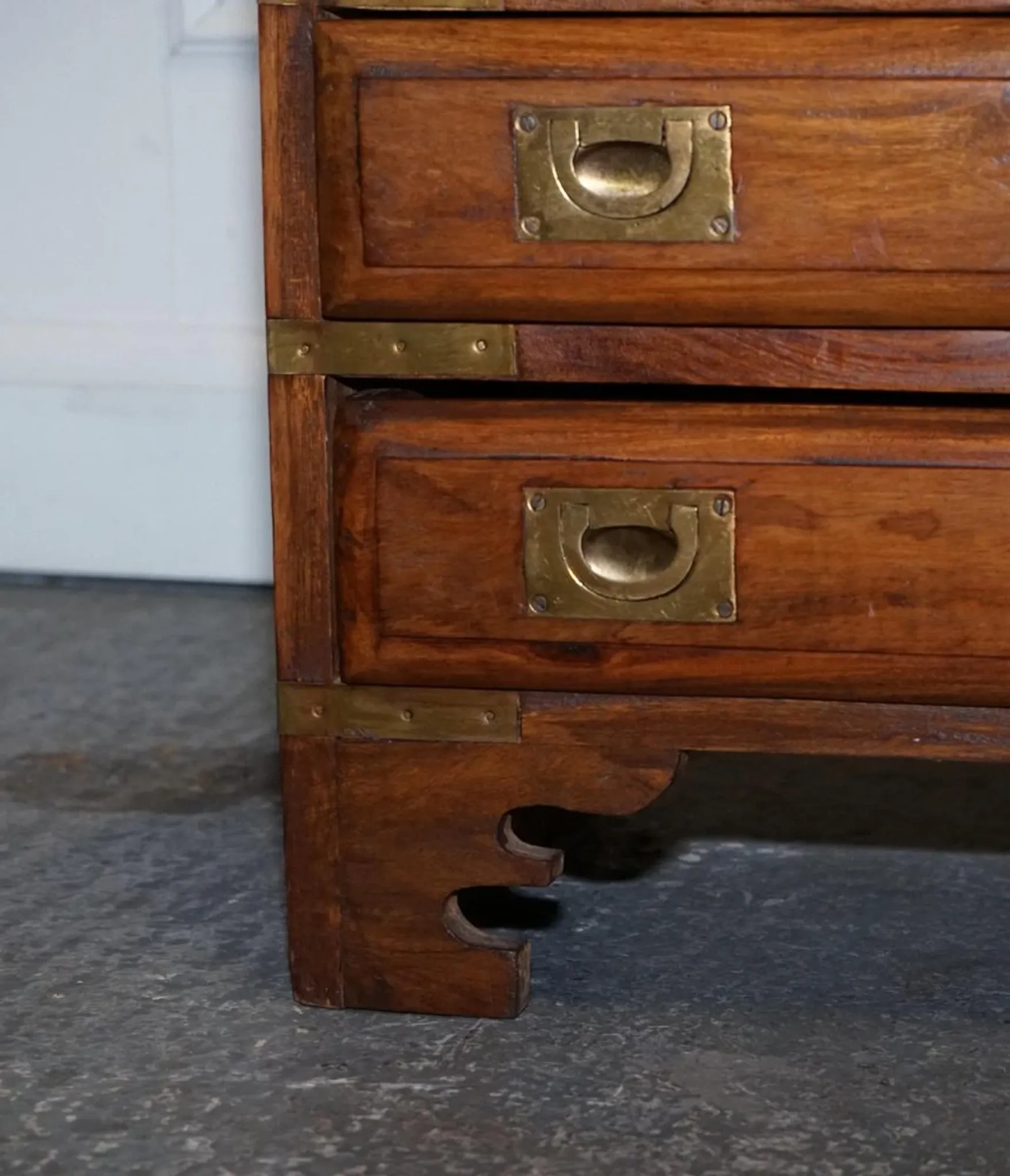 Vintage Military Campaign Brass Bedside Tables, Set of 2