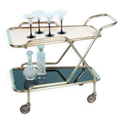 Vintage brass service trolley from the 1960s, Midcentury brass bar trolley.
