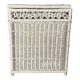 Vintage white rattan laundry basket with lid