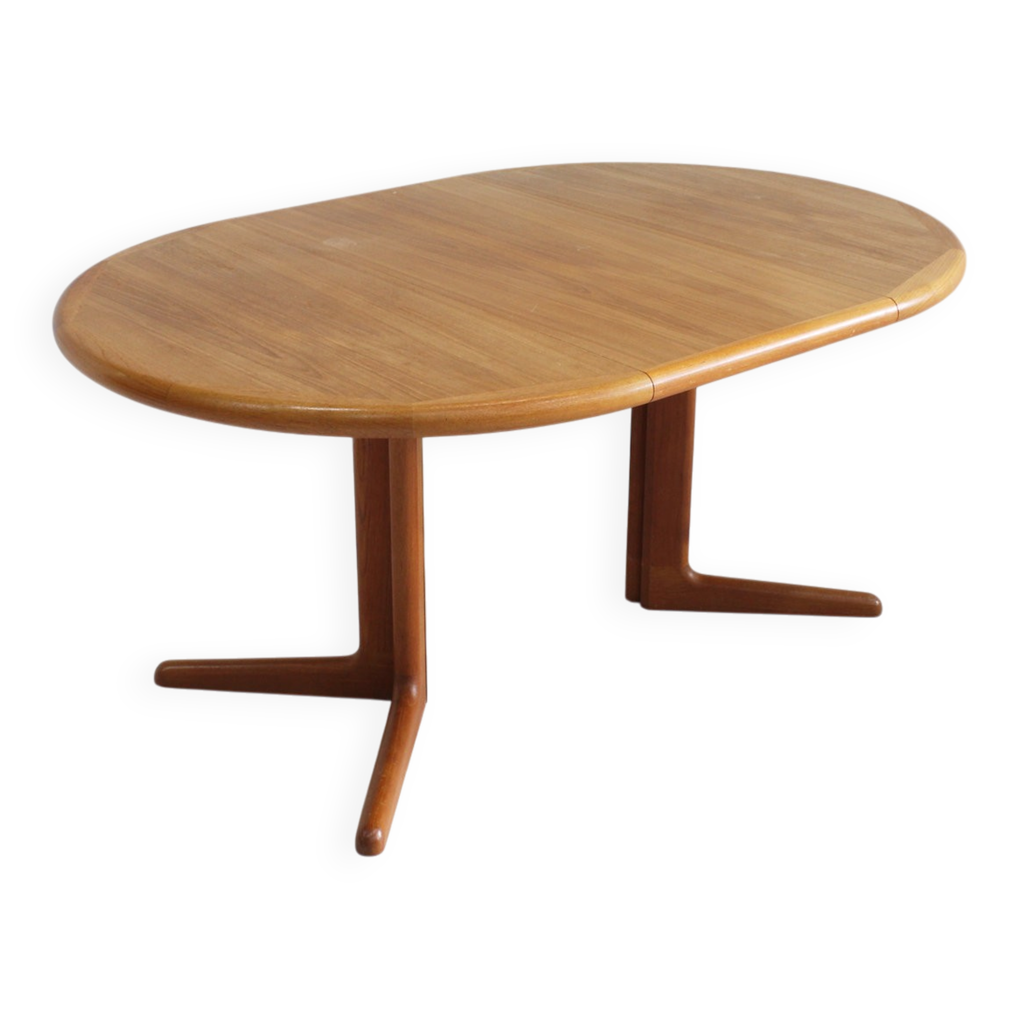 Table à manger ronde extensible en teck danoise vintage des années 1960