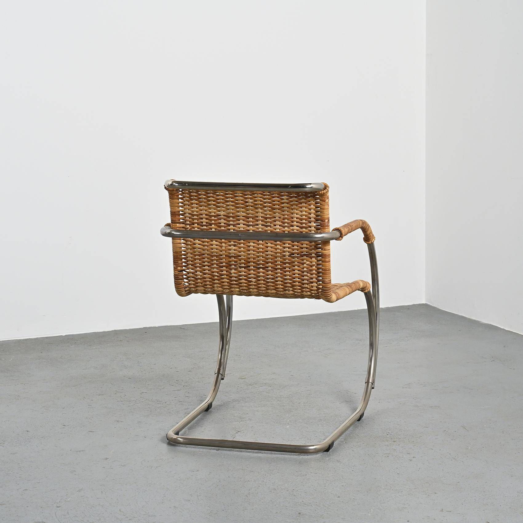 D42 tubular steel and cane armchair, Tecta, Germany, circa 1980