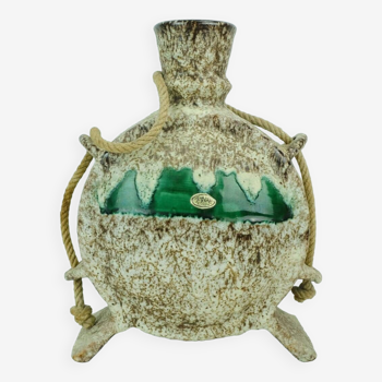 Fat lava jopeko vase with rope and unusual shape 1970s