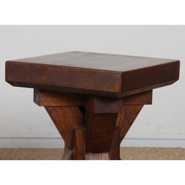 Pair of solid oak stools, French craftsmanship, 1960.