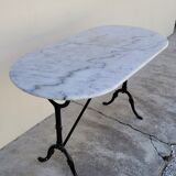 Cast iron bistro table and old oval marble top
