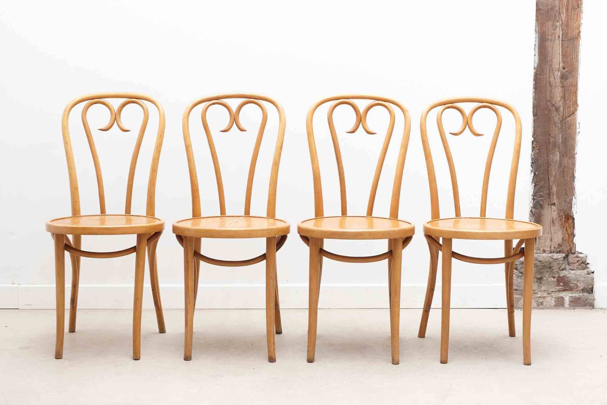 Thonet style heart bistro chair in beech