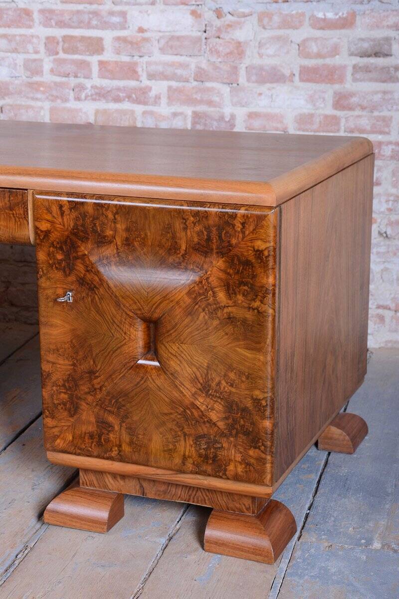 Art Deco Writing Desk in Mahogany and Walnut, 1920s