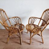 Fauteuils rotin et table