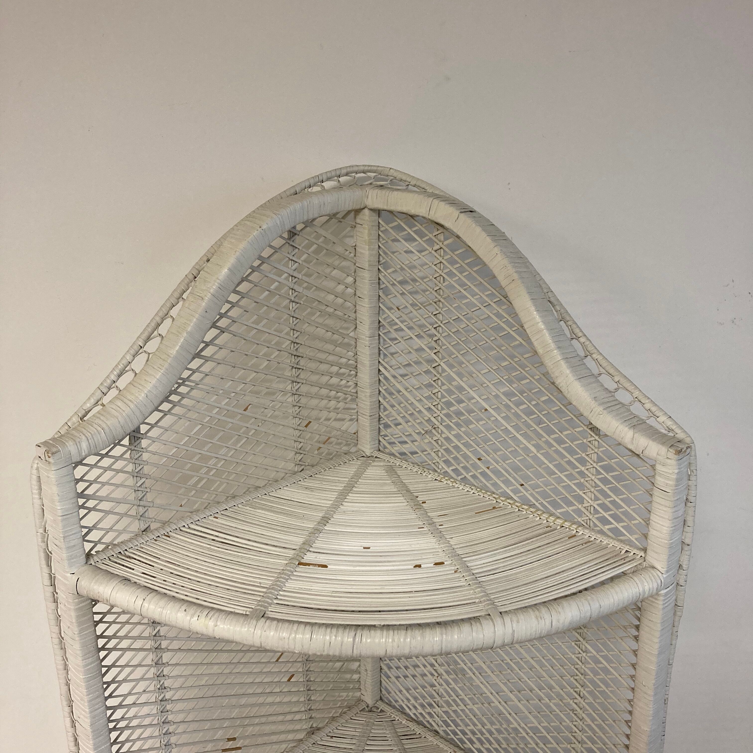Vintage rattan corner shelf