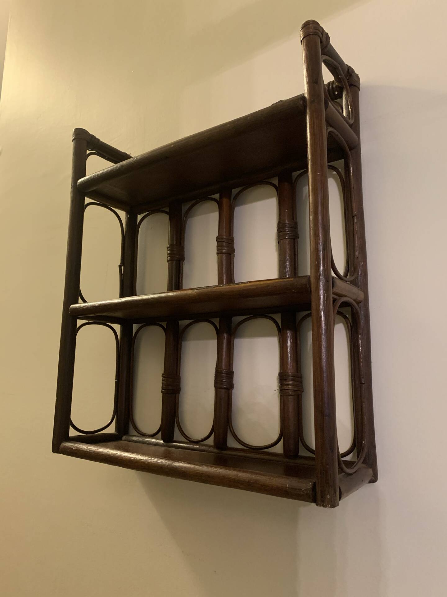 Rattan wall shelf