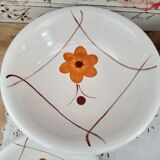 Set of vintage Italian dishes in ecru ceramic with daisy decoration "PRIMULA Made in Italy"