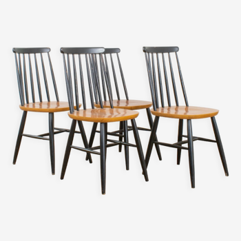 4 chaises fanett du milieu du siècle par ilmari tapiovaara, années 1960, ensemble de 4