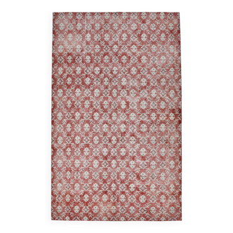 Red Allover Pattern Turkish Vintage Rug, 207x333Cm