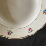 Set of 3 dishes digoin and sarreguemines ecru with flowers