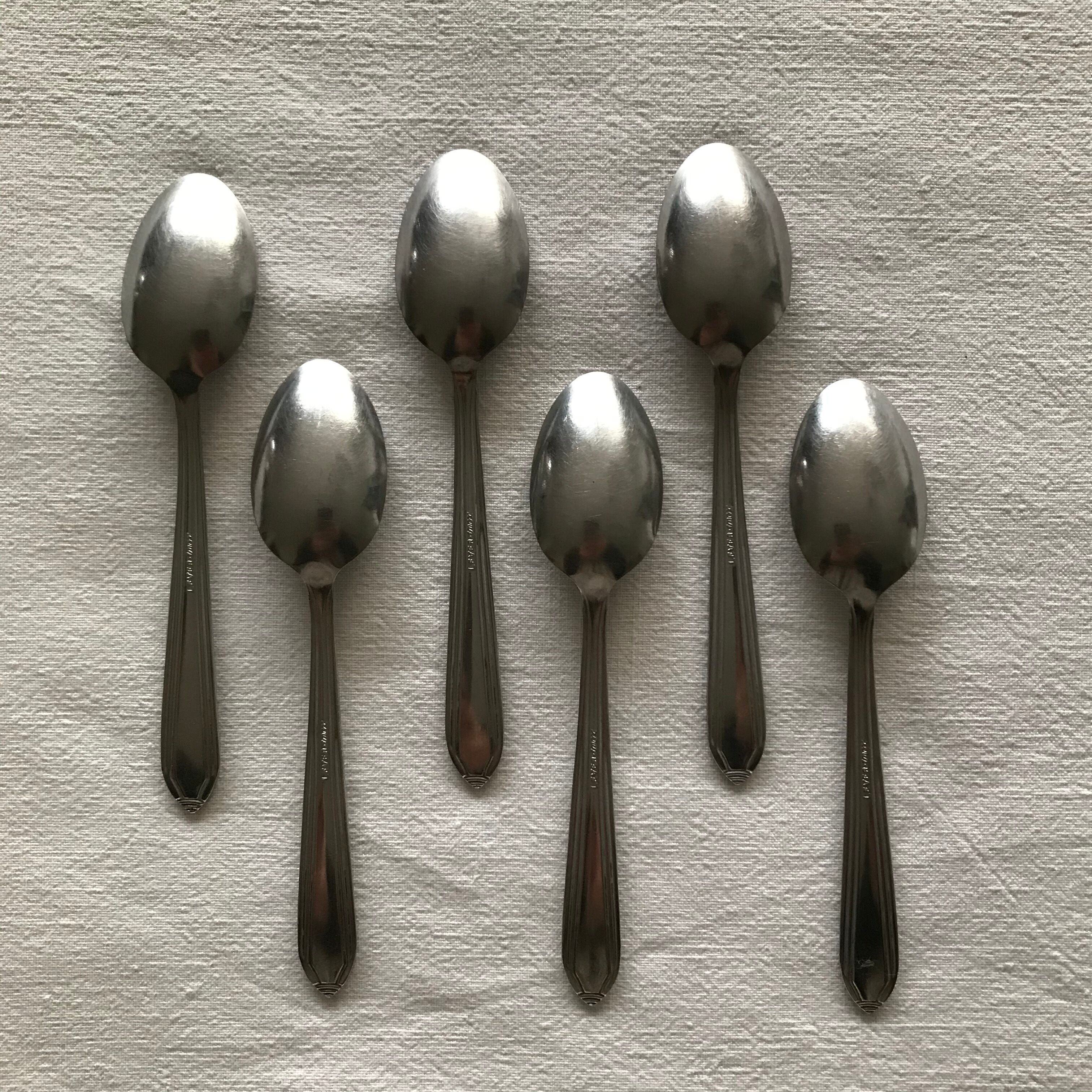 Series of 6 vintage stainless steel spoons