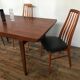 Authentic Scandinavian table teak design1950 1960 feet spindles