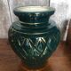Old vallauris vase green ceramic & vintage gold decor #a798
