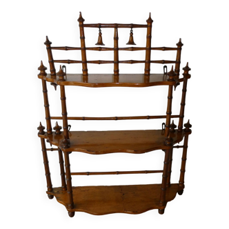 Ancienne etagere en bois et bois tourne faux bambou 19ème