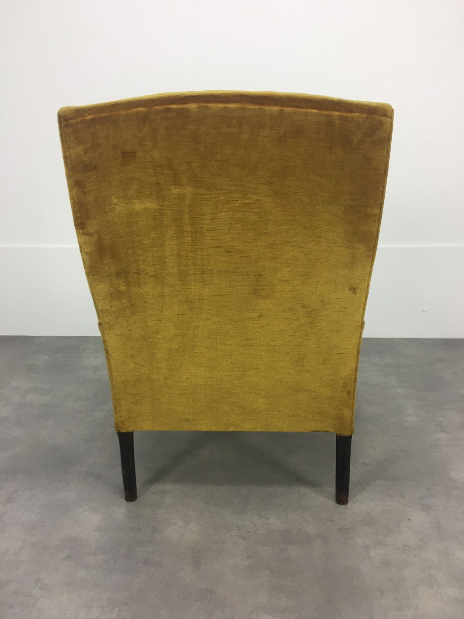 English armchair Napoleon III in mustard yellow velvet